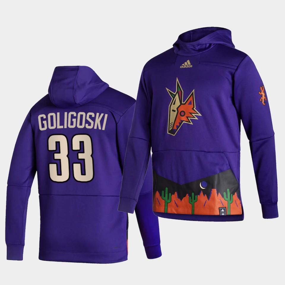 Men Arizona Coyotes #33 Goligoski Purple NHL 2021 Adidas Pullover Hoodie Jersey->customized nhl jersey->Custom Jersey